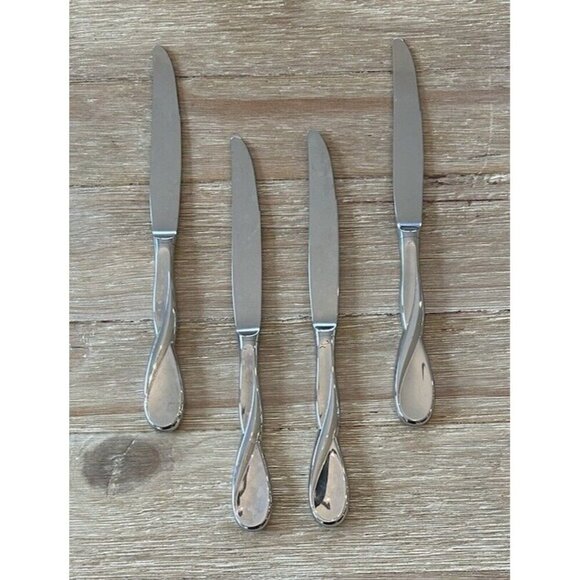Heirloom by Oneida AQUARIUS GLOSSY Dinner Knives Set of 4 China Stainless 9 7/8" - Picture 1 of 2
